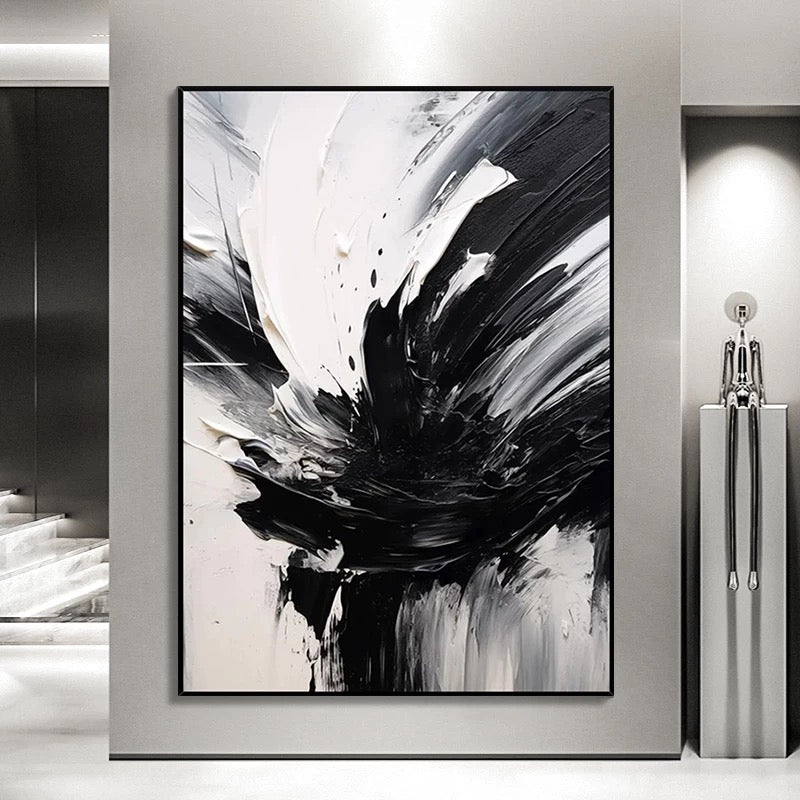 The Black White Splash - Hand Painting