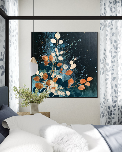 Autumn Leaves on Midnight Blue