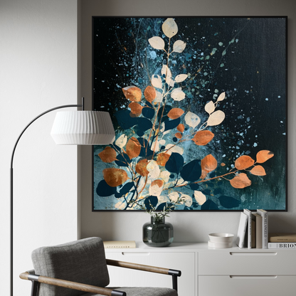Autumn Leaves on Midnight Blue