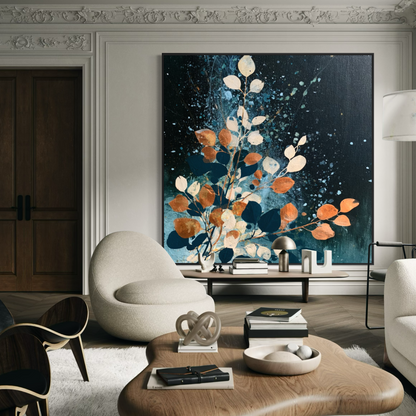 Autumn Leaves on Midnight Blue