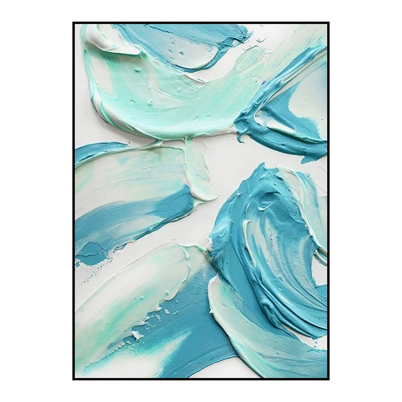 Turquoise and White Textured Wall Art