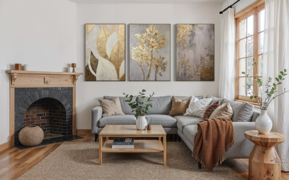 Golden Scatter Set Triptych - Hand Painting