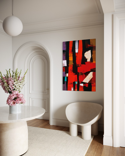 Abstract Crimson Architecture - Hand Painting