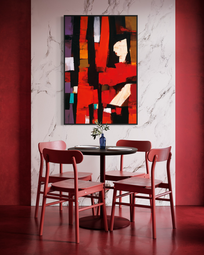 Abstract Crimson Architecture - Hand Painting