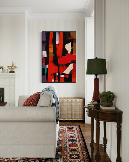 Abstract Crimson Architecture - Hand Painting