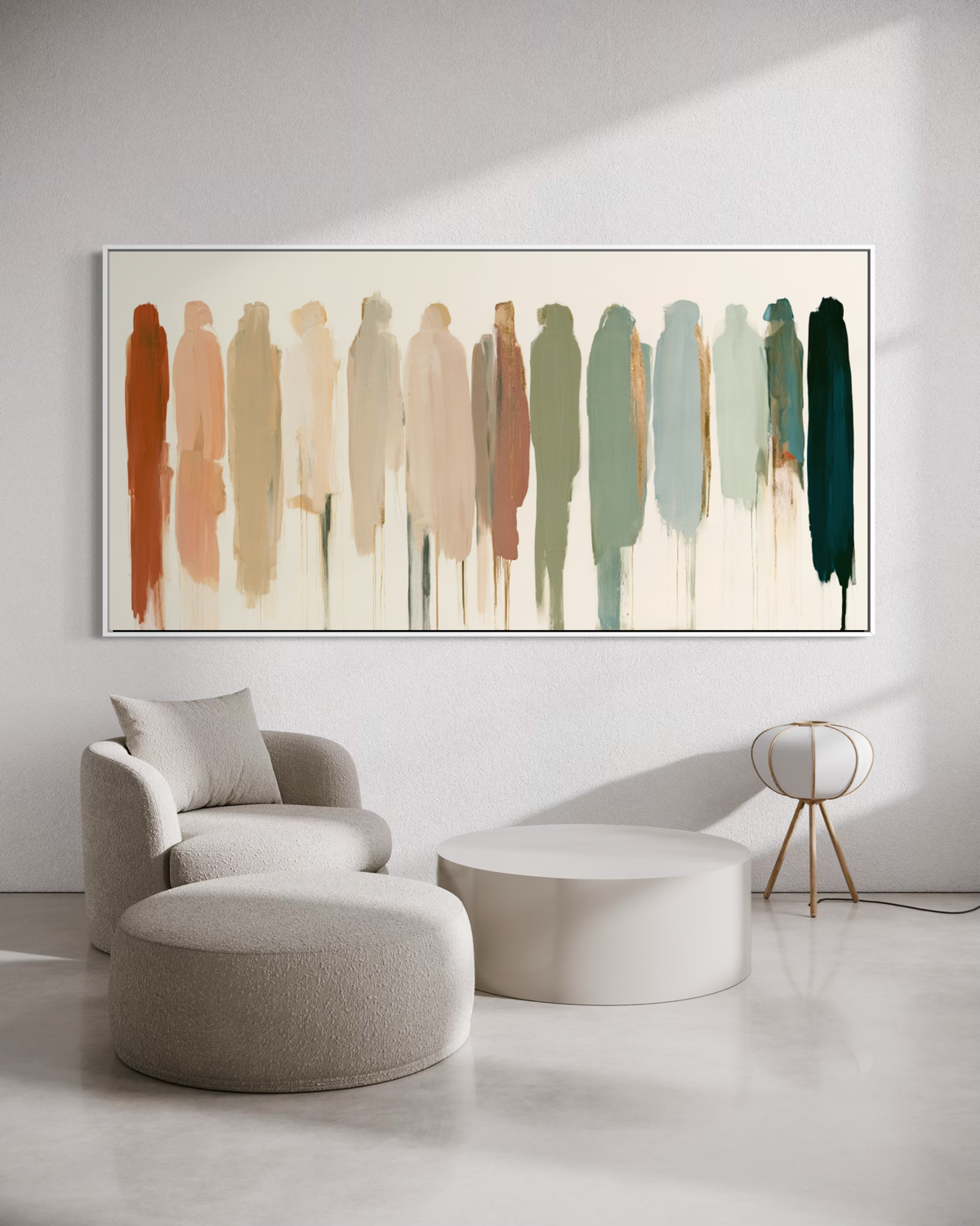 Panoramic Abstract Figures Horizontal Wall Art