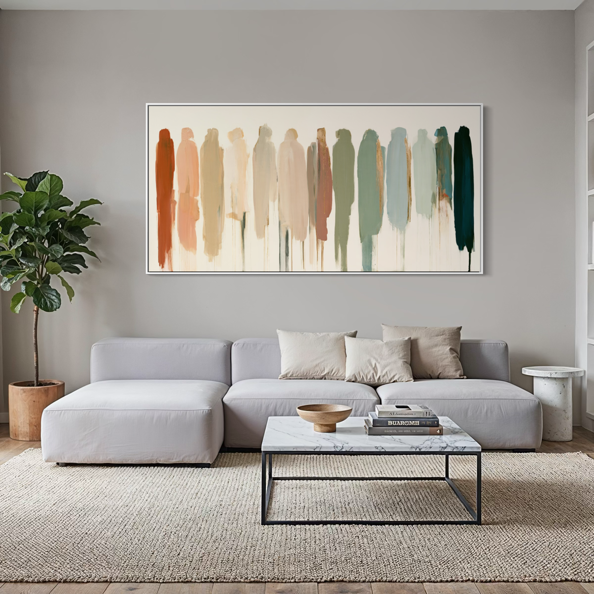 Panoramic Abstract Figures Horizontal Wall Art