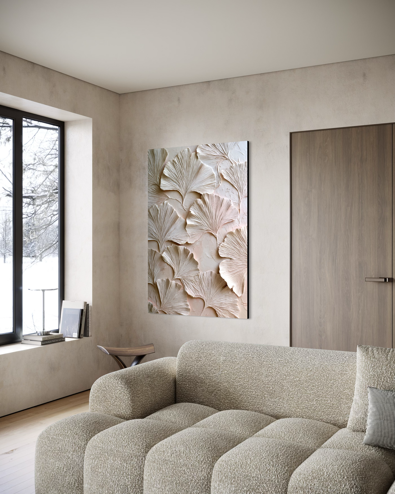 Ginkgo Relief in Soft Ivory 