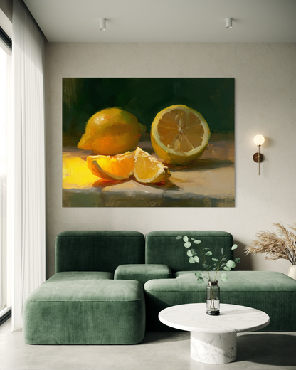 The Warm Lemon Still Life - Hand Painting