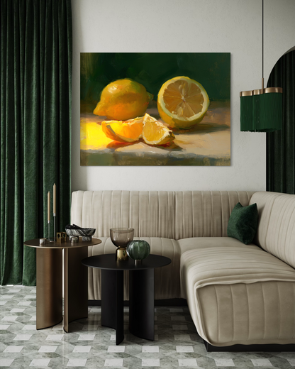The Warm Lemon Still Life - Hand Painting