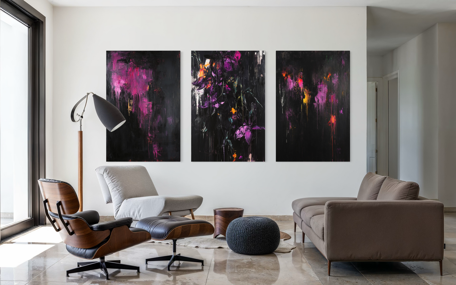 Purple Abstract Triptych 