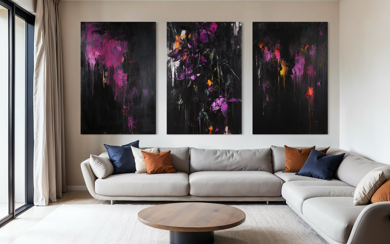 Purple Abstract Triptych 