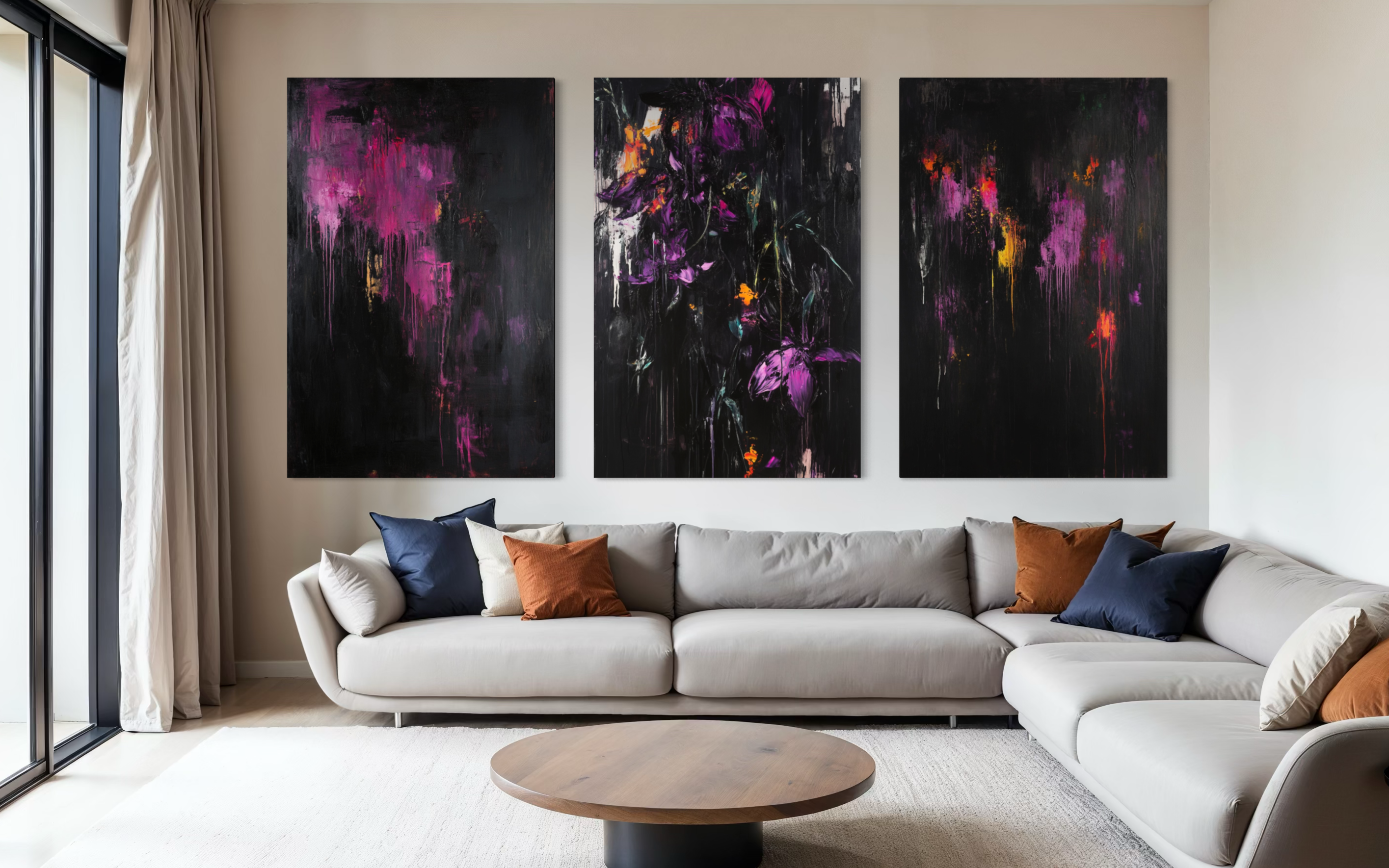 Purple Abstract Triptych