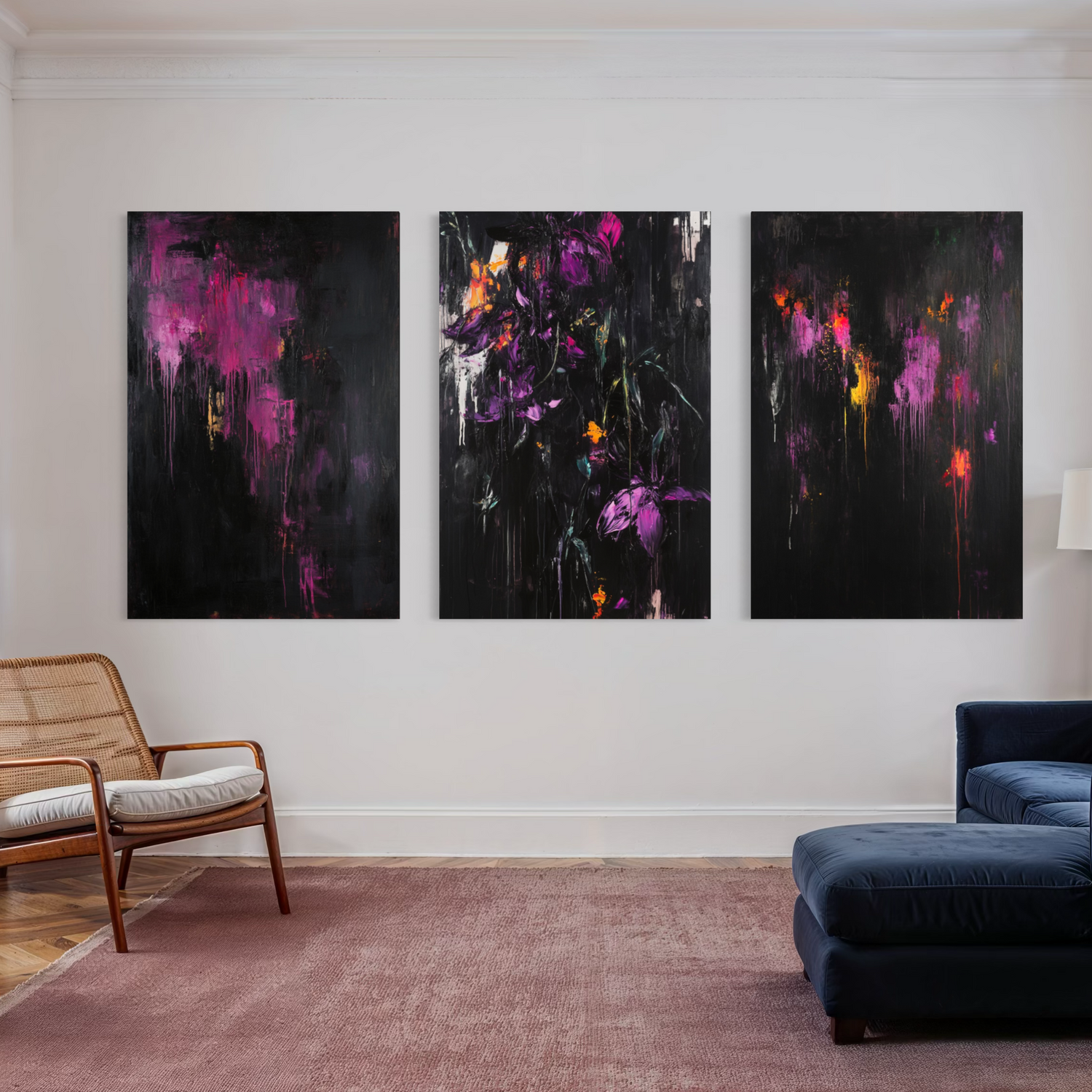 Purple Abstract Triptych 