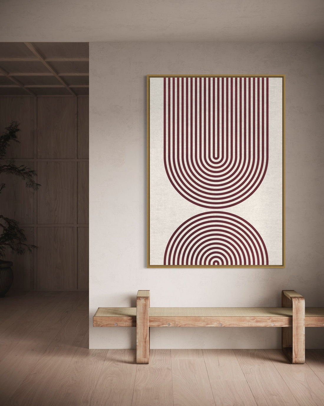 Striped Arches Burgundy - Hand Painting