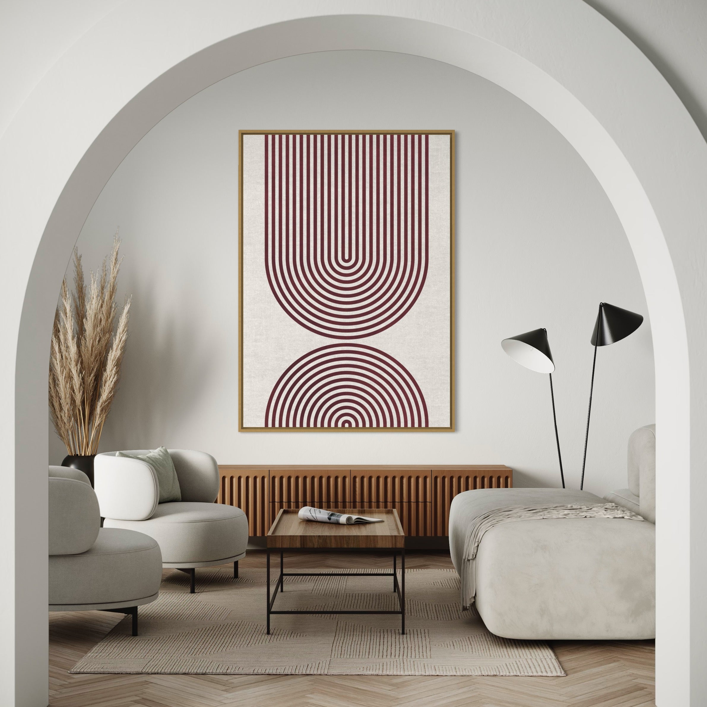 Striped Arches Burgundy