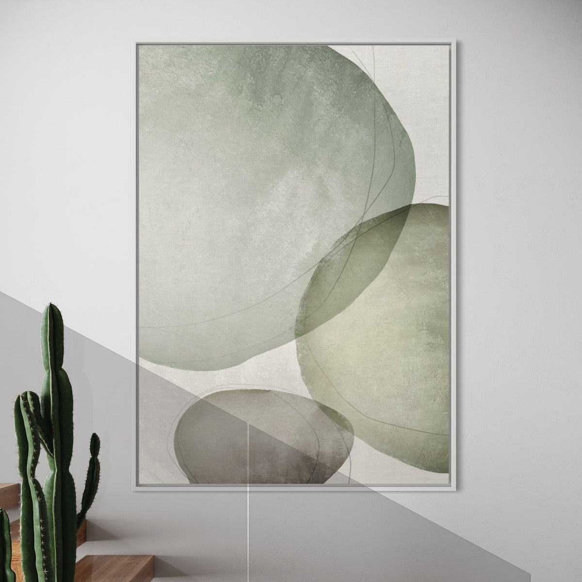 Sage Green Circles - Hand Painting Arte de pared verde