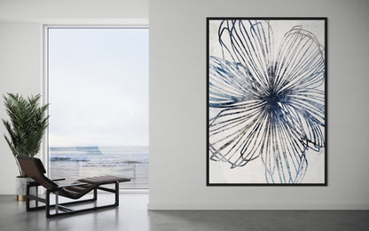 Blue Striped Floral - Hand Painting