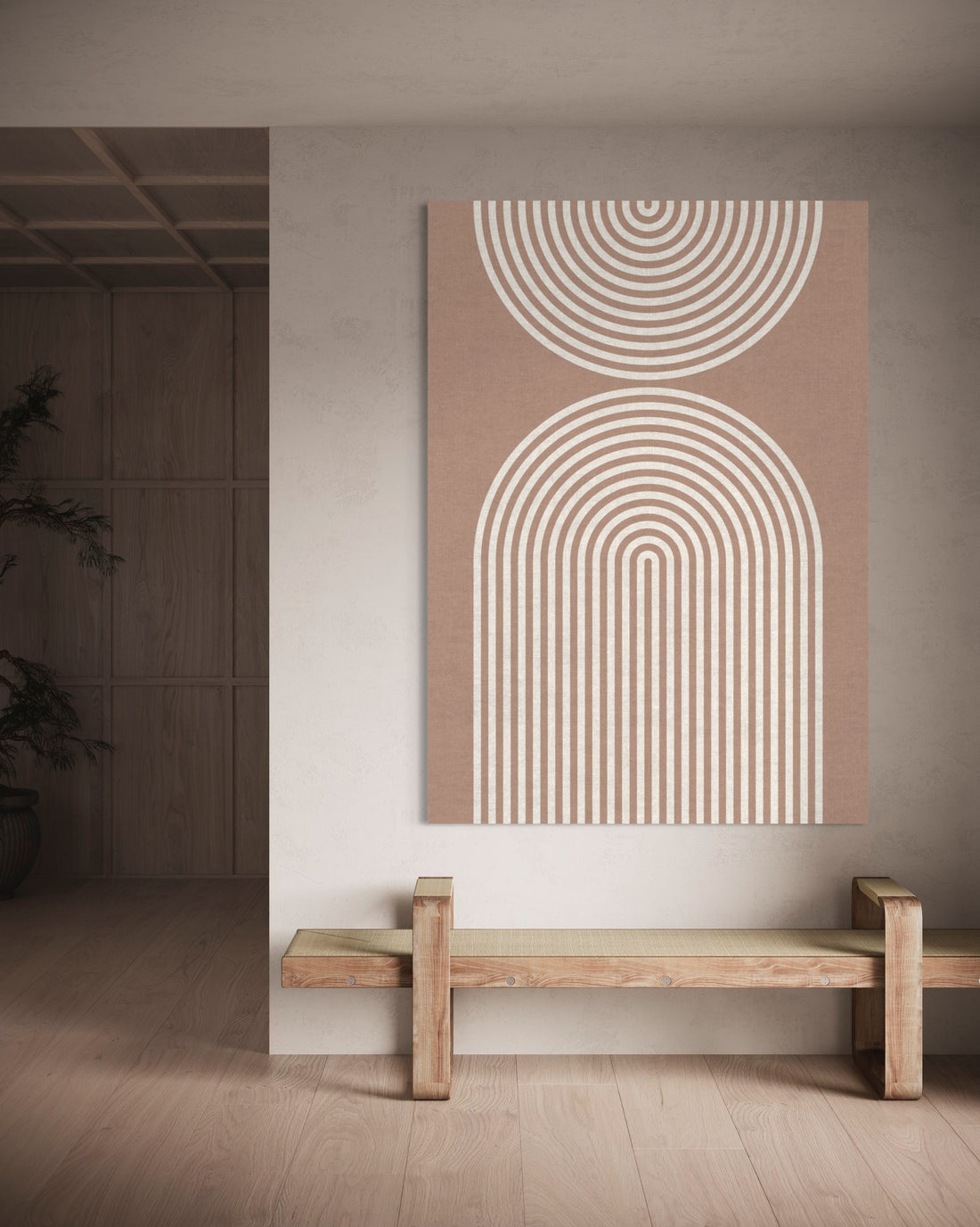 Striped Arches Abstract Beige