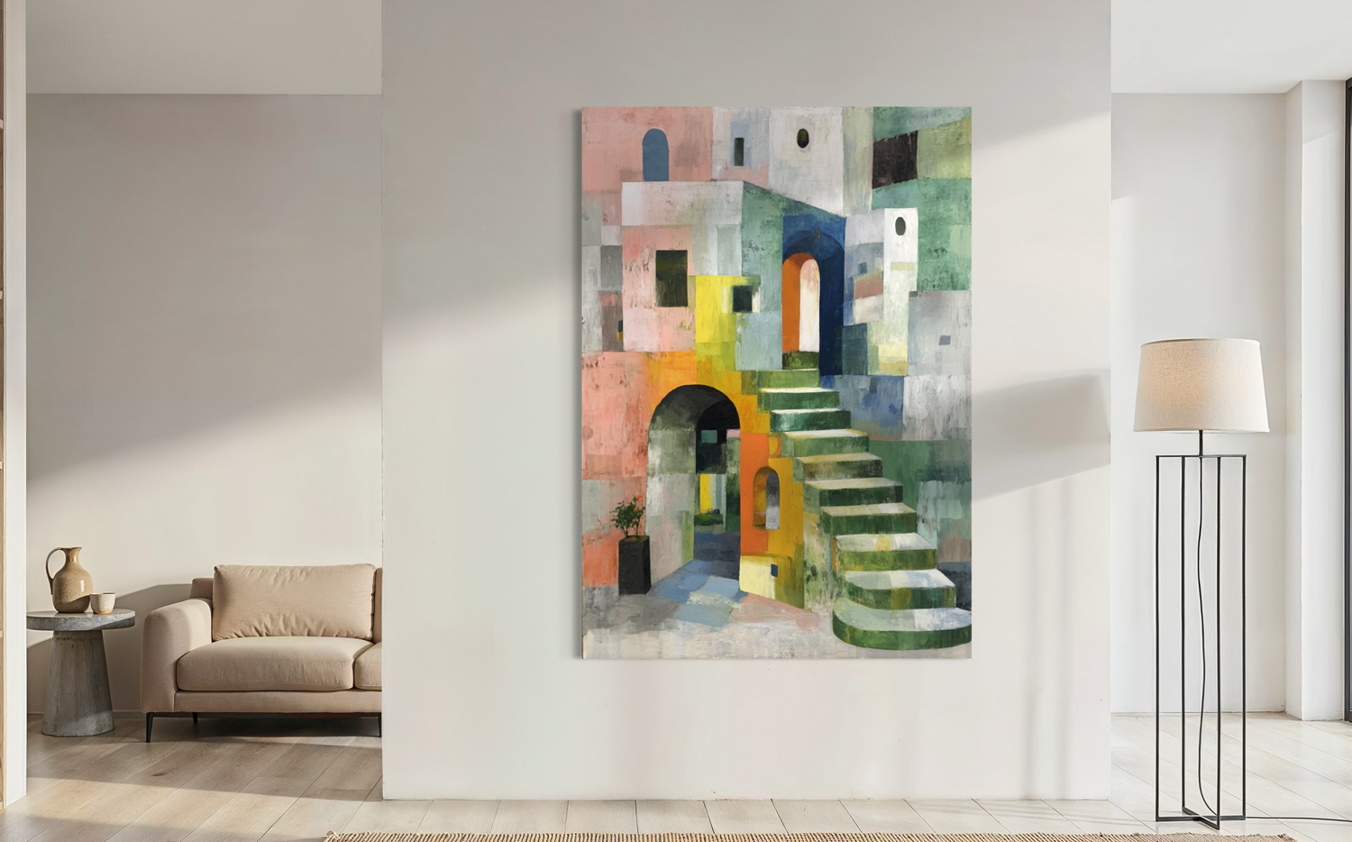 Stairway to Serenity Wandkunst für das Wohnzimmer