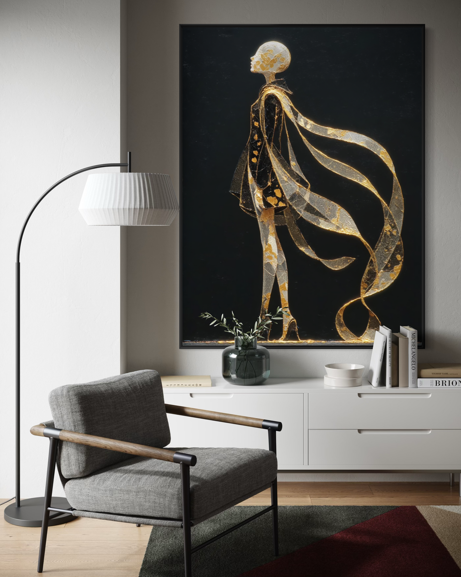 Gilded Solitude Wandkunst für das Wohnzimmer