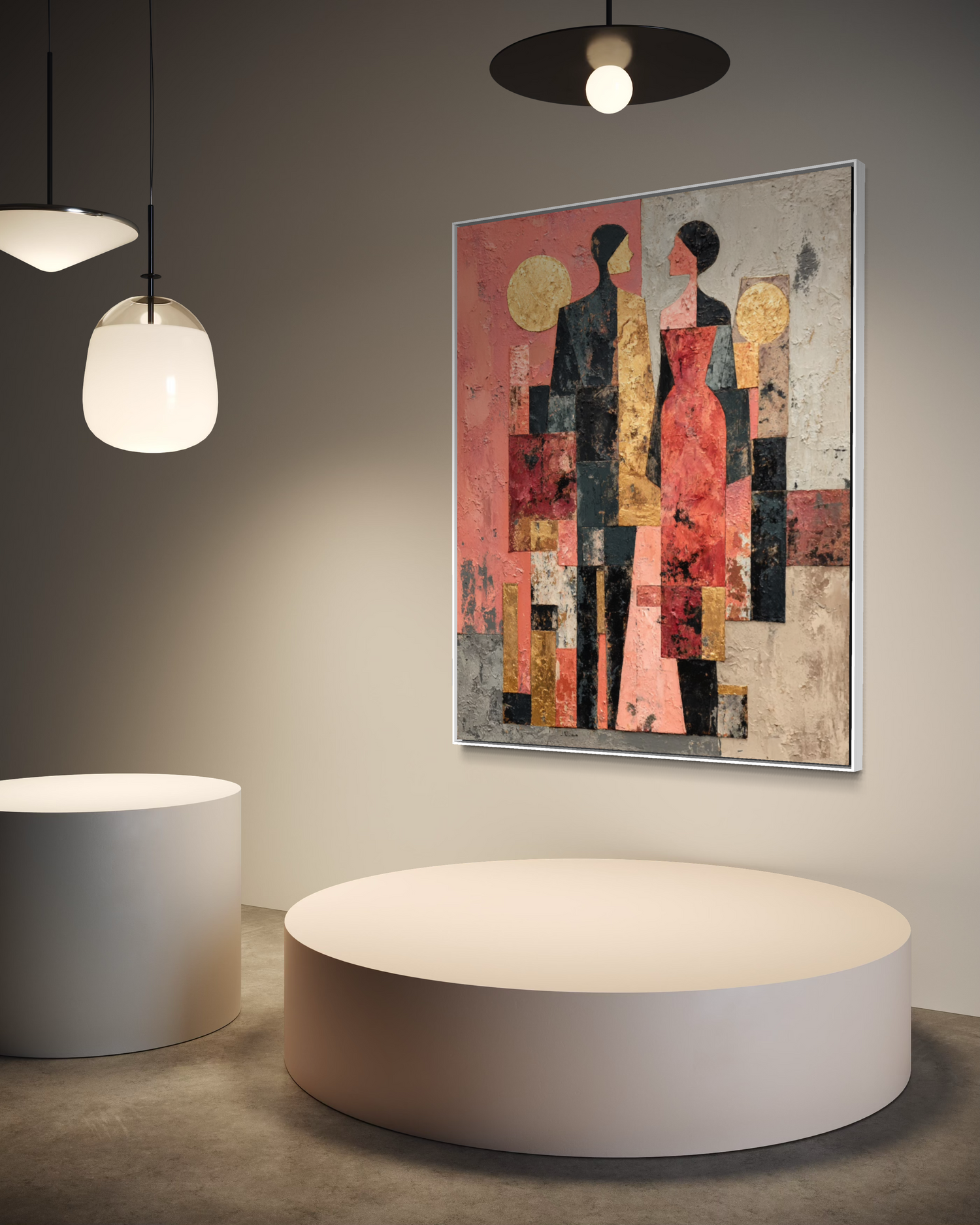 Golden Dialogue Wandkunst für das Wohnzimmer