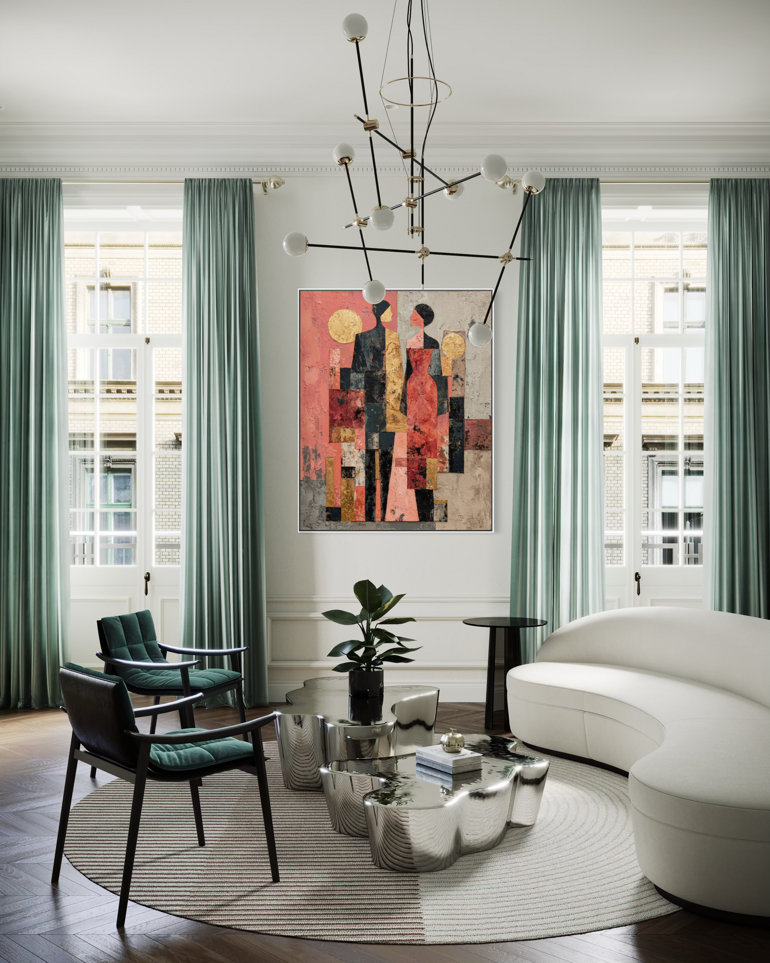 Golden Dialogue Wandkunst für das Wohnzimmer