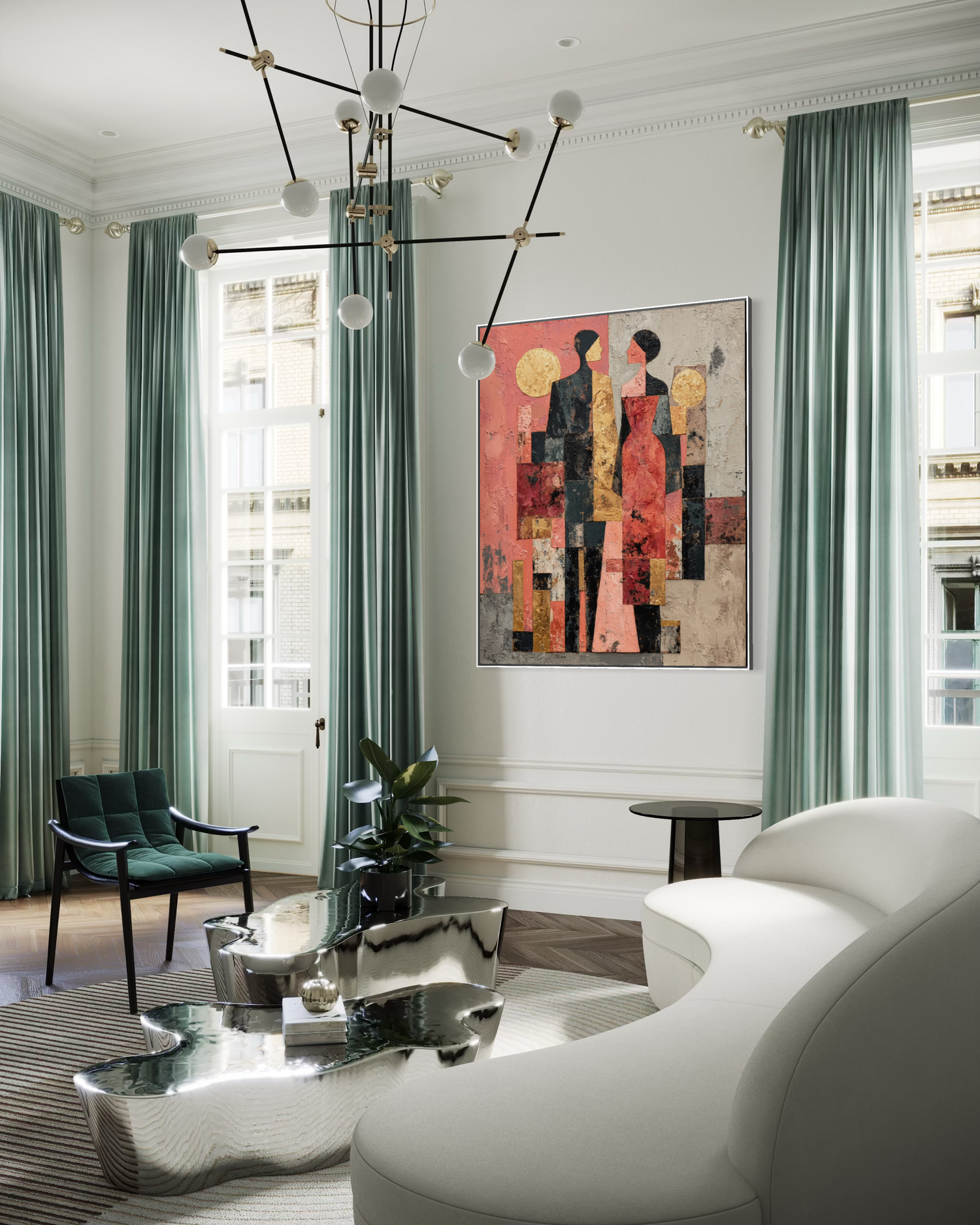 Golden Dialogue Wandkunst für das Wohnzimmer