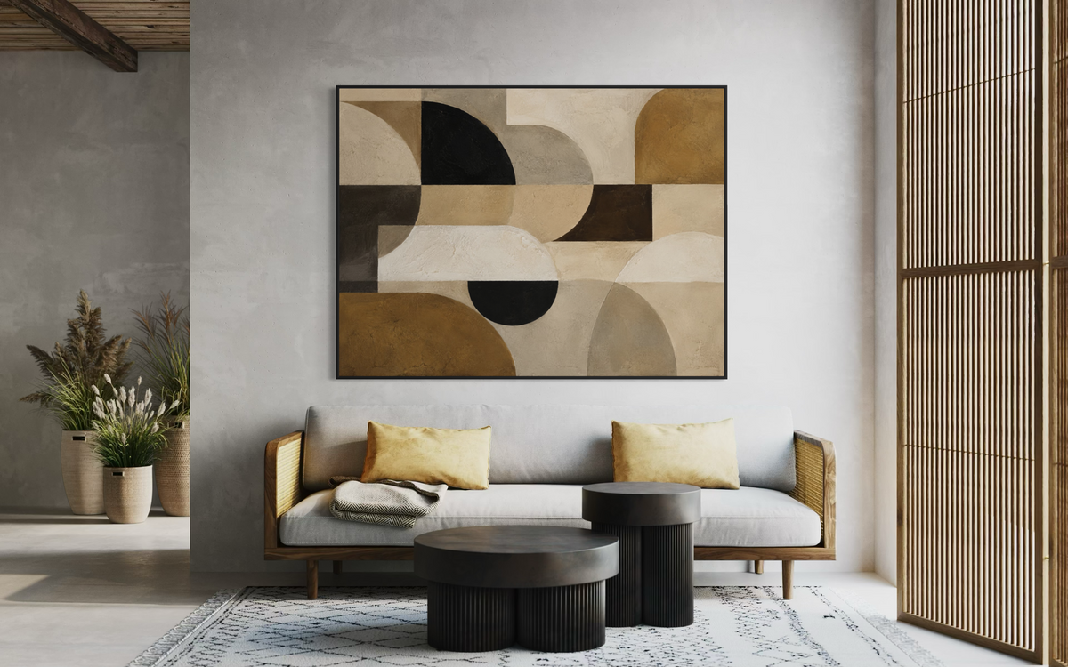 Fragments of Stillness - Hand Painting Geometrische Wandkunst