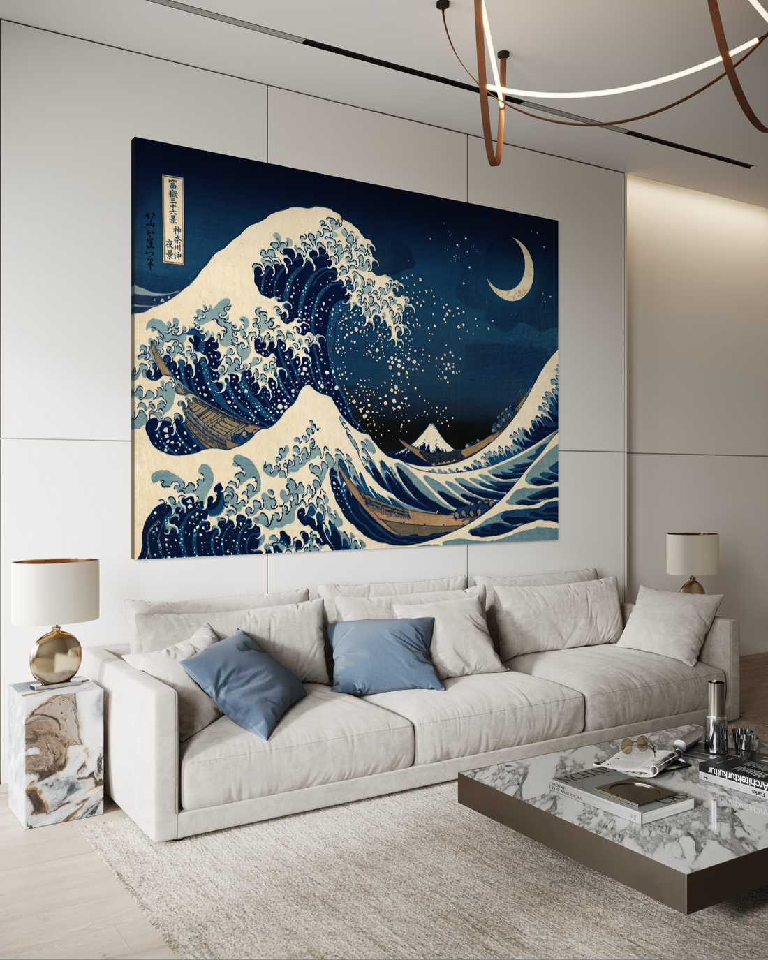 Moon Over Kanagawa - Hand Painting