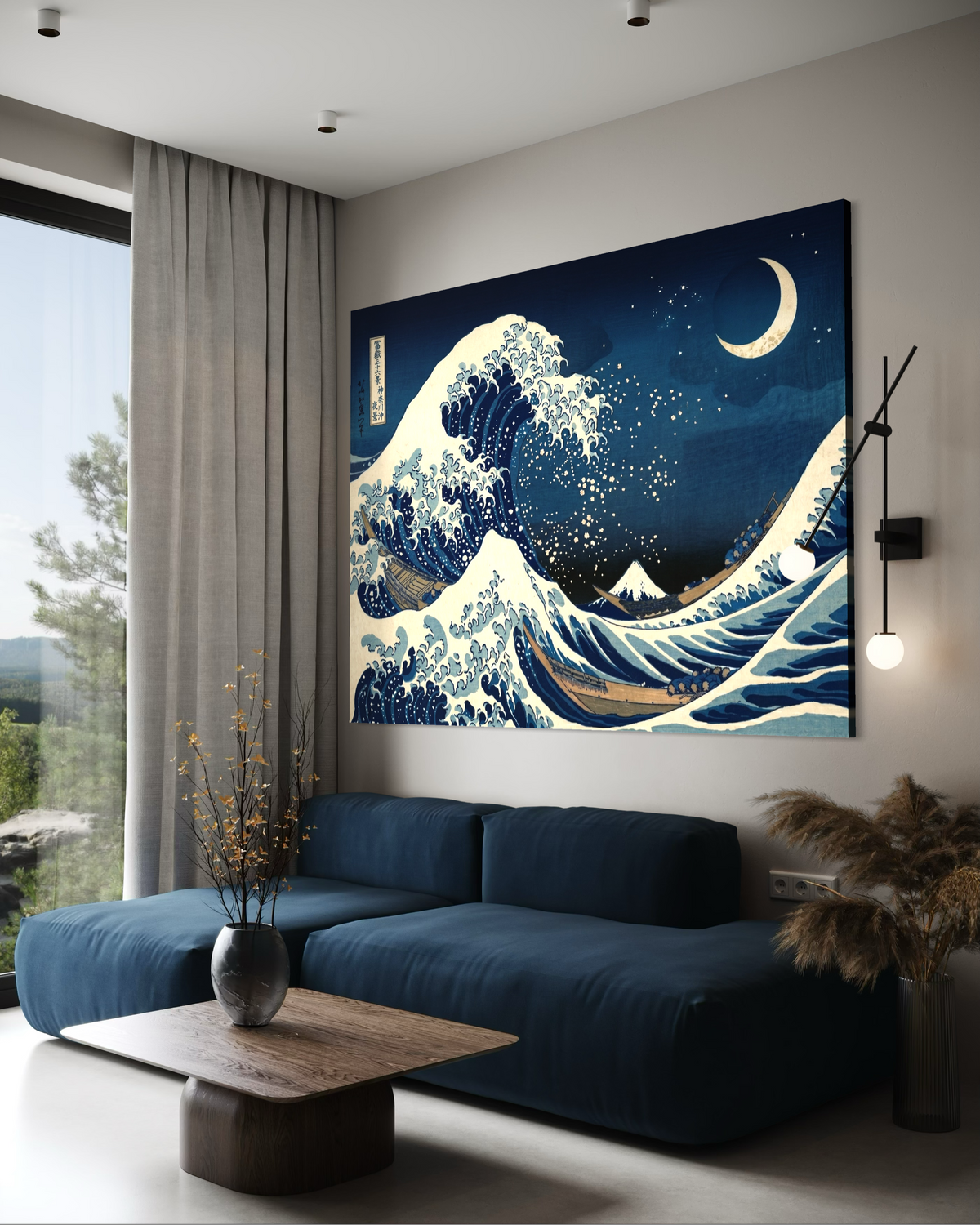 Moon Over Kanagawa - Hand Painting Pinturas más vendidas