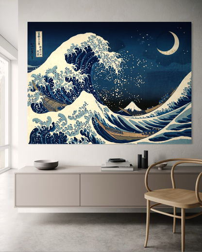 Moon Over Kanagawa - Hand Painting