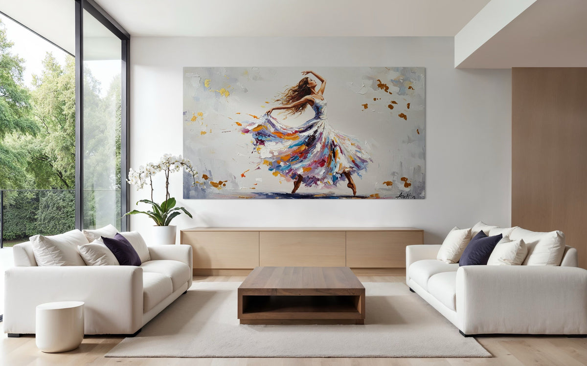 Pirouettes of Light - Hand Painting Wandkunst für das Esszimmer