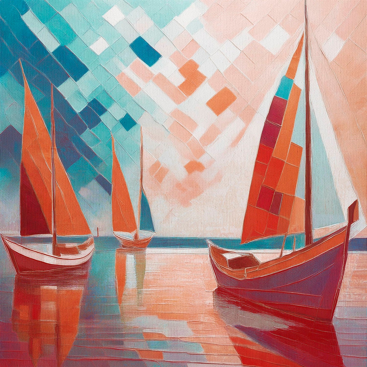 Scarlet Sails 2 Seascape Oil Paintings