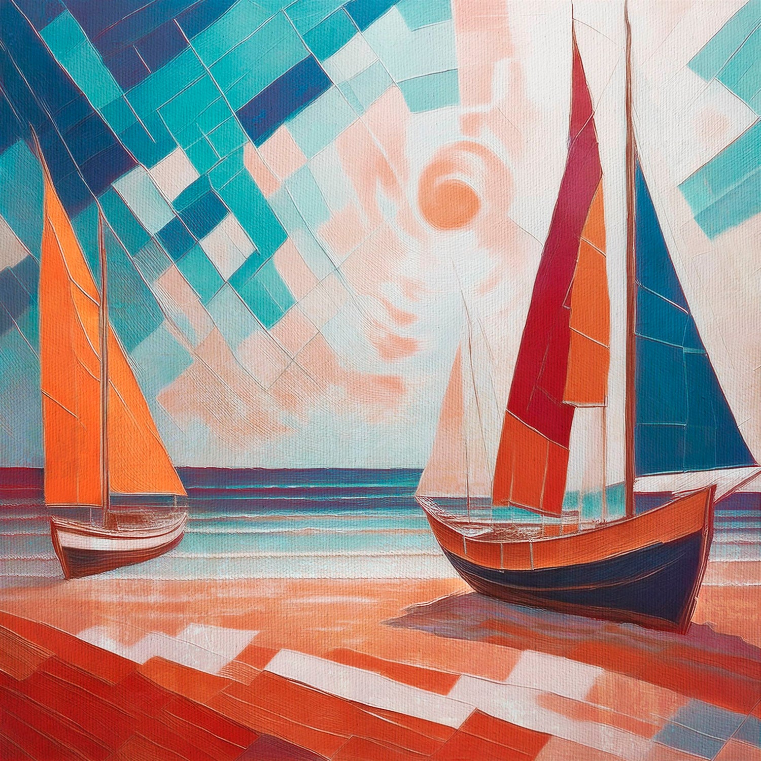 Scarlet Sails 4 Seascape Oil Paintings