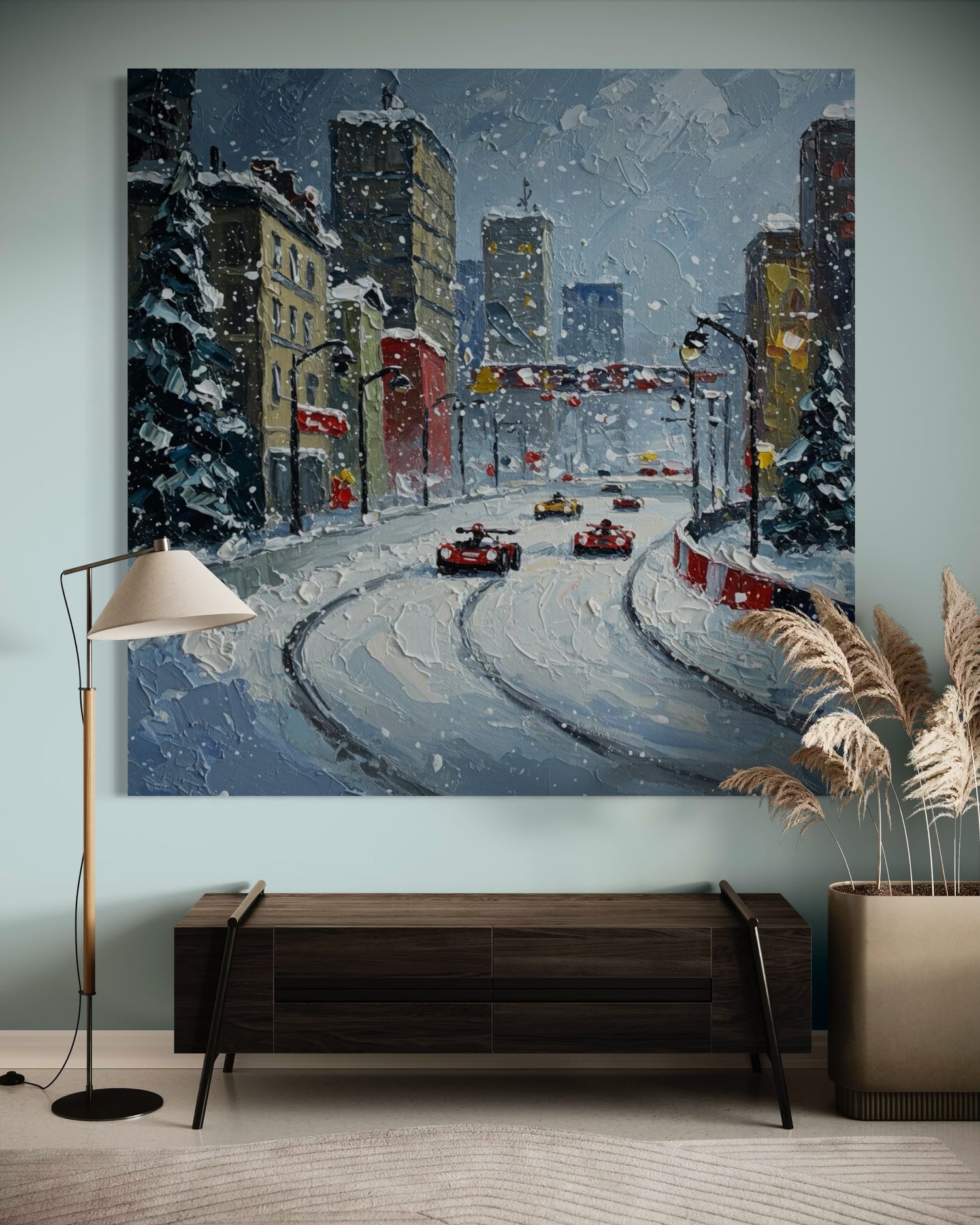 Schneefall-Rennstrecke Winterkollektion