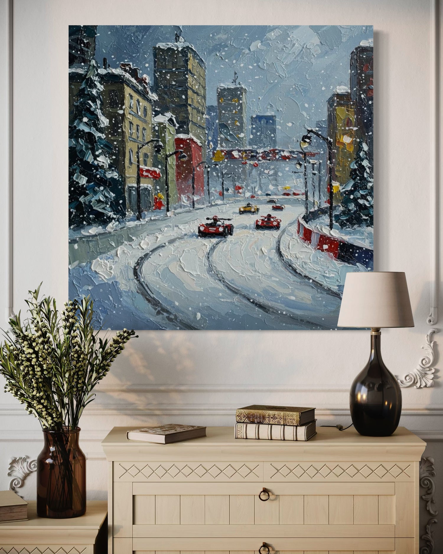 Schneefall-Rennstrecke Winterkollektion