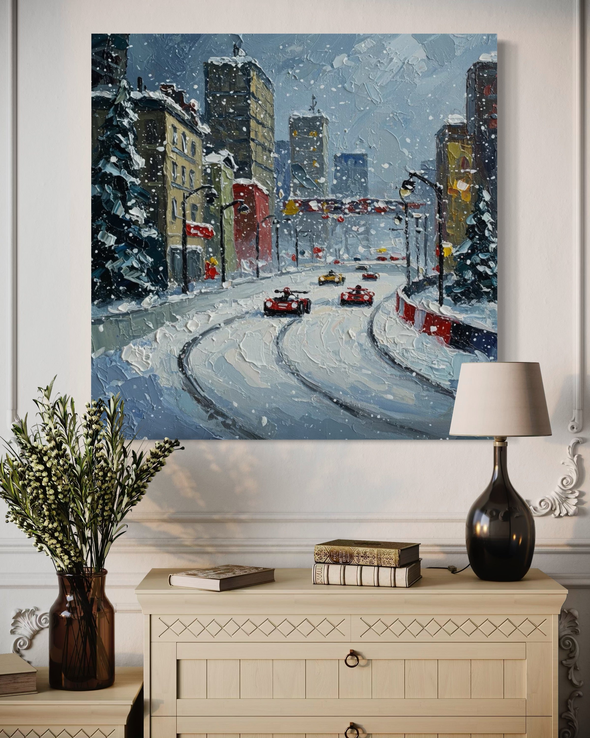 Schneefall-Rennstrecke