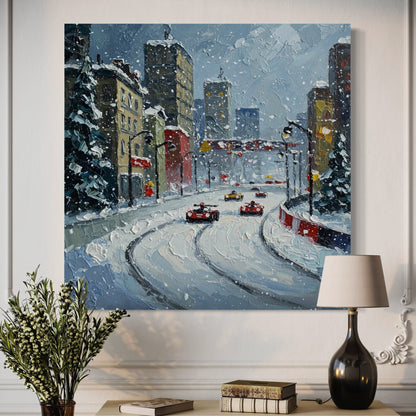 Schneefall-Rennstrecke