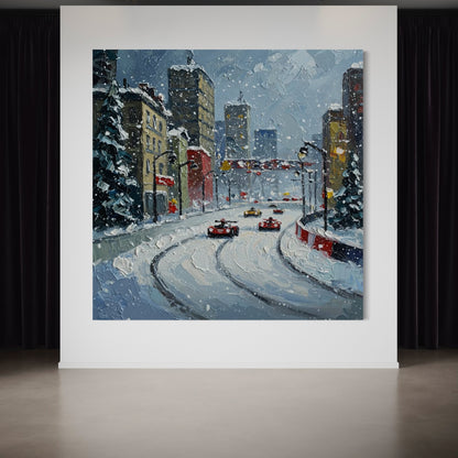 Schneefall-Rennstrecke