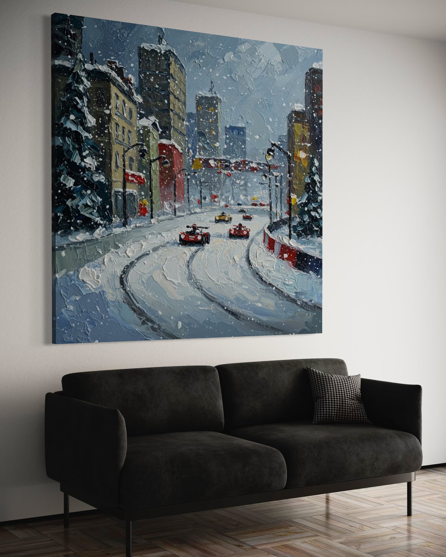 Schneefall-Rennstrecke Winterkollektion