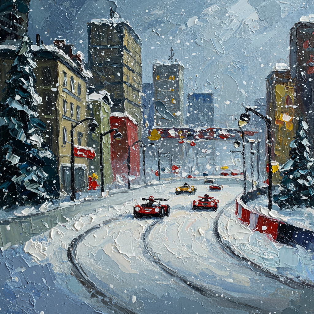 Schneefall-Rennstrecke Winterkollektion