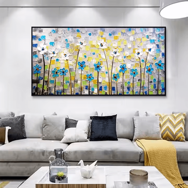 Garden of Textured Petals - Hand Painting Living Room Wall Art