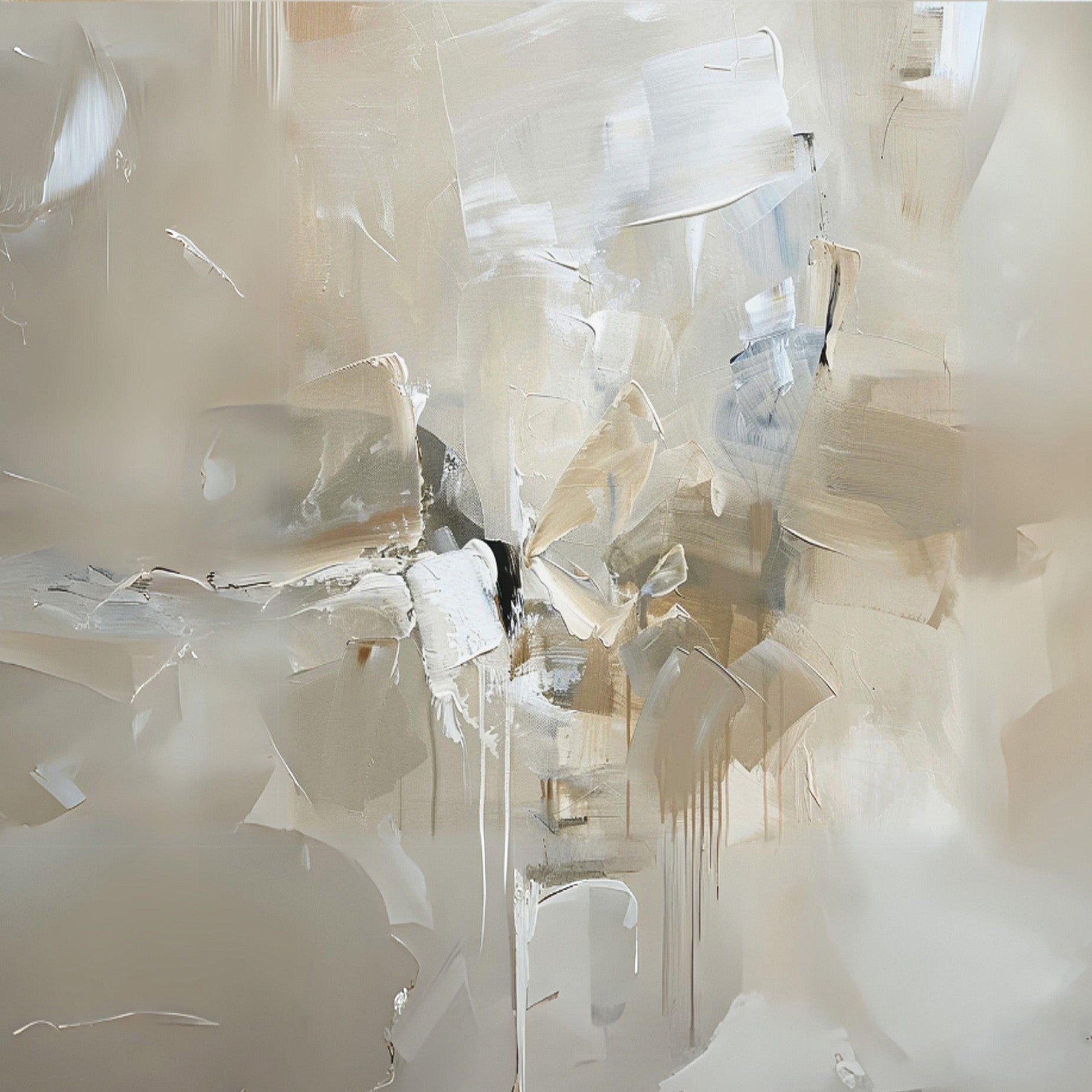 Whispers of Ash 2 wall art by Kline Collective, hand-painted abstract artwork in neutral tones, ready to hang.