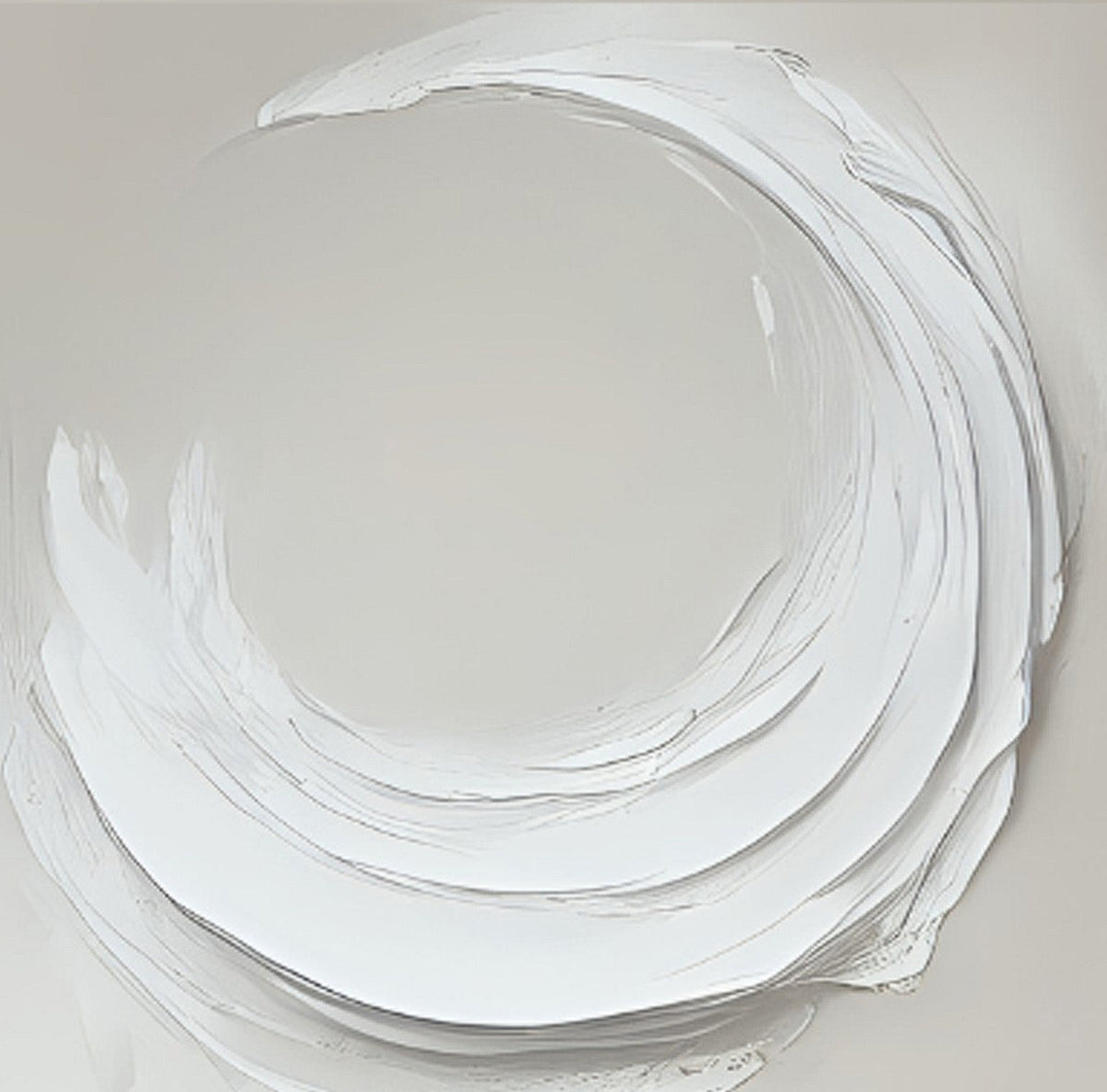 Hand-painted abstract wall art in white tones, enhancing interior spaces with elegance and vitality. Arte de pared crema