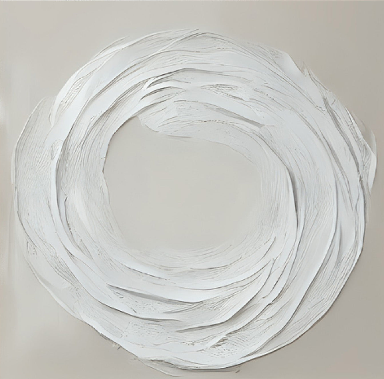 Zen Markings 3 artwork featuring textured white layers in a calming circular design, perfect for modern interiors.