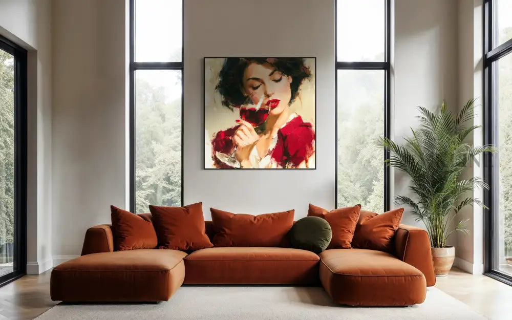 A Sip of Scarlet - Hand Painting 