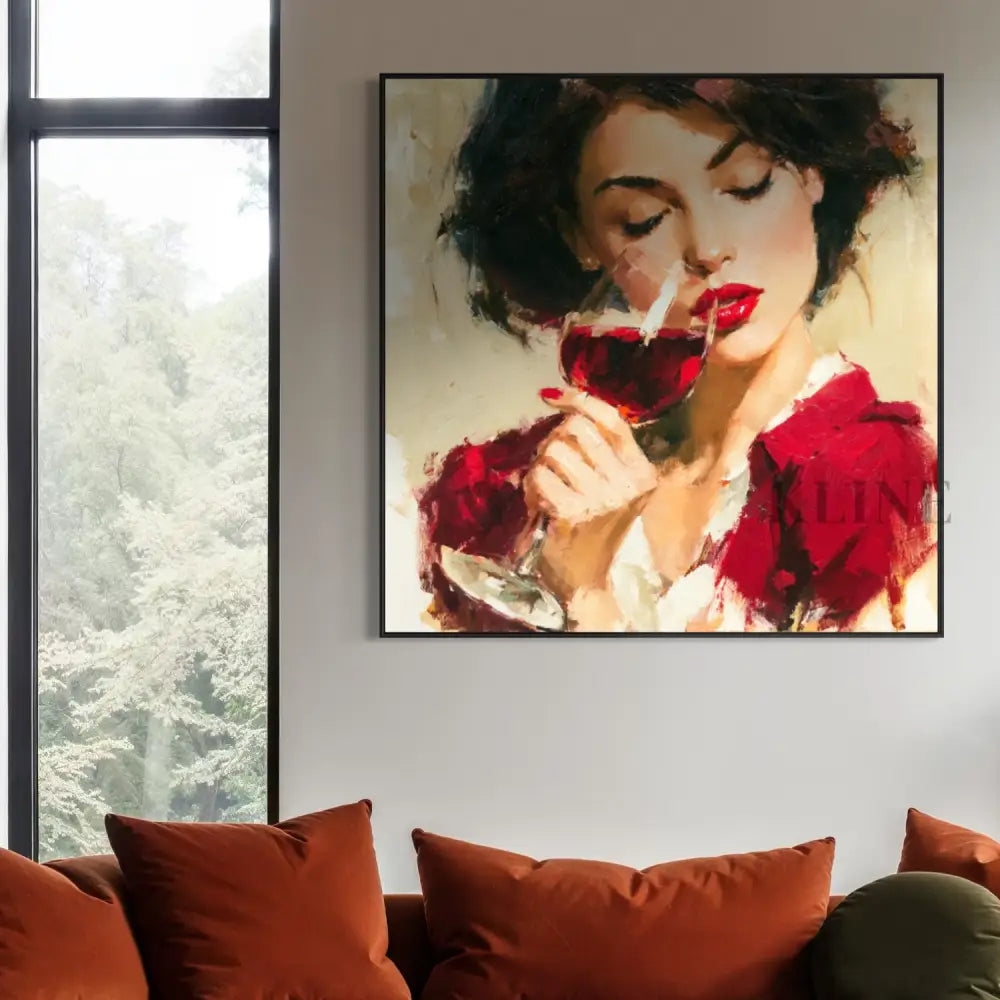 A Sip of Scarlet - Hand Painting