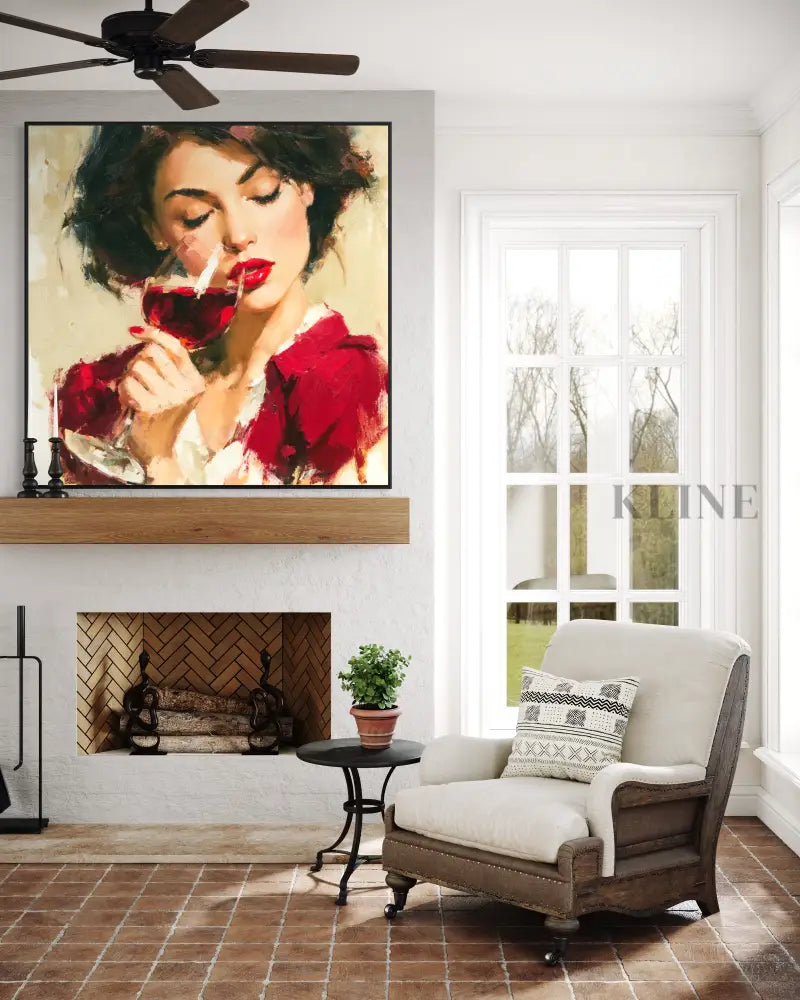 A Sip of Scarlet - Hand Painting