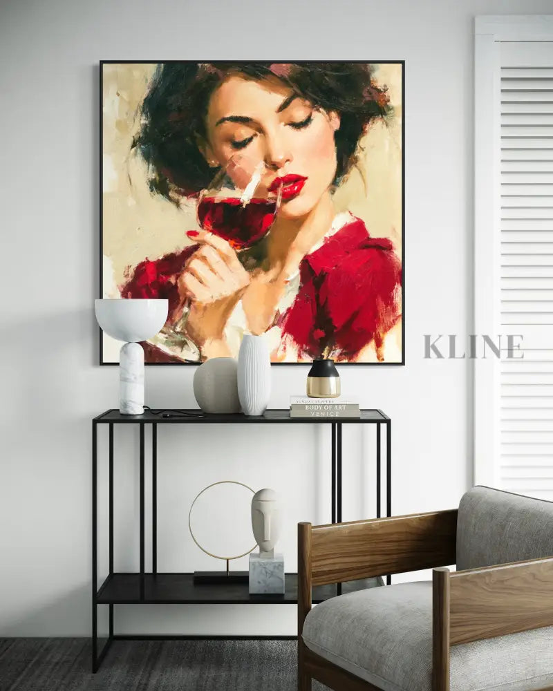 A Sip of Scarlet - Hand Painting